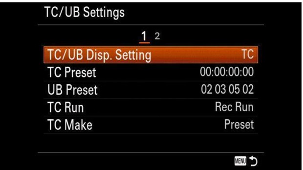 תפריט Time Code